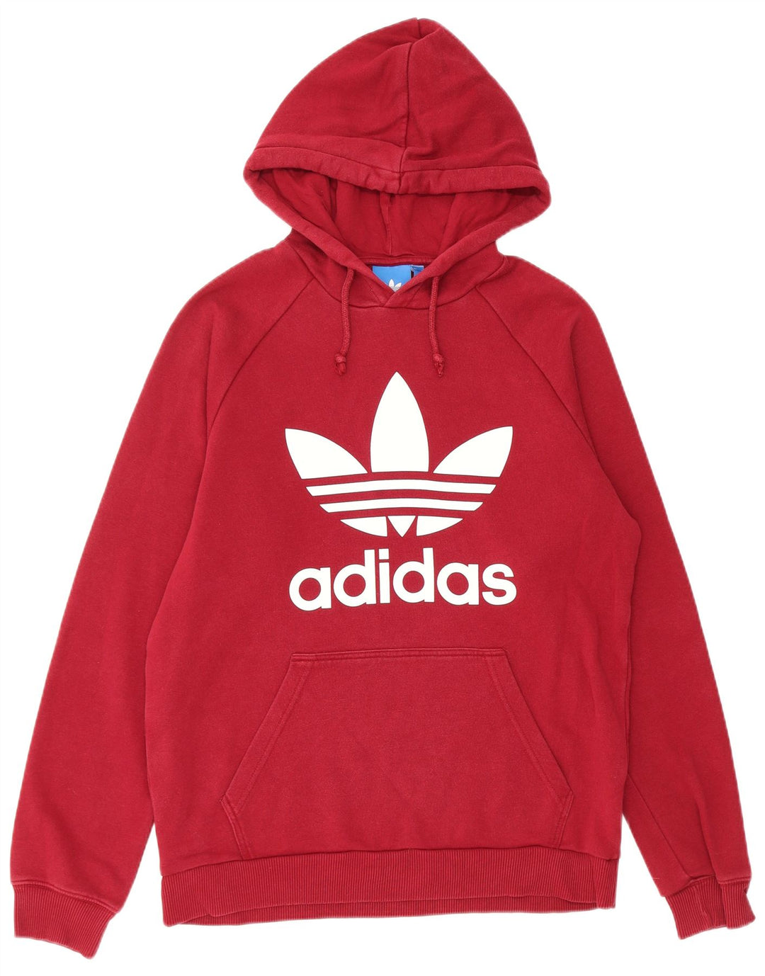 ADIDAS Mens Graphic Hoodie Jumper Medium Burgundy Cotton