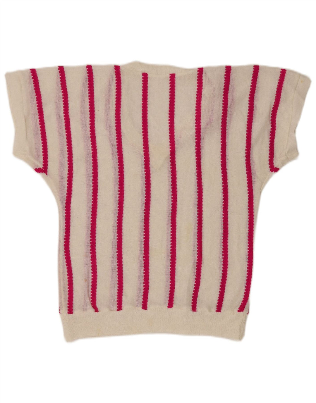 Vintage Womens V-Neck Jumper Sweater UK 12 Medium Off White Striped