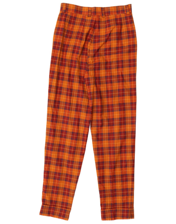 Jean Pierre Womens Tapered Casual Trousers IT 40 Small W26 L28 Orange Plaid