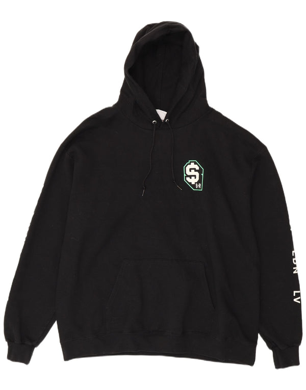 Champion Mens Graphic Hoodie Jumper 2XL Black Cotton