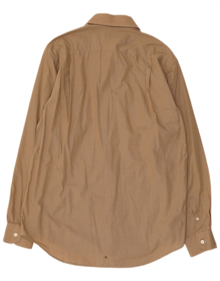 PIERRE CARDIN Mens Shirt Size 39 Medium Beige Pinstripe Cotton