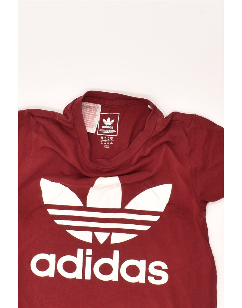 ADIDAS Boys Graphic T-Shirt Top 9-10 Years Maroon Cotton | Vintage Adidas | Thrift | Second-Hand Adidas | Used Clothing | Messina Hembry 