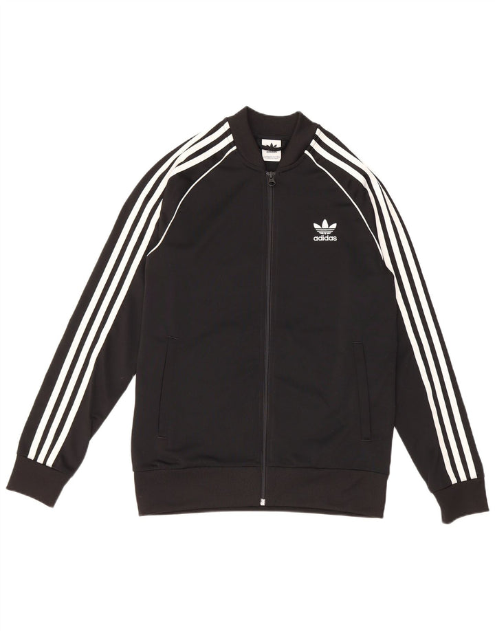 Adidas Boys Tracksuit Top Jacket 13-14 Years Black Polyester