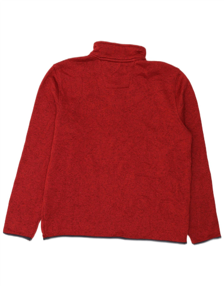Nautica Mens Zip Neck Sweatshirt Jumper Large Burgundy Flecked Polyester