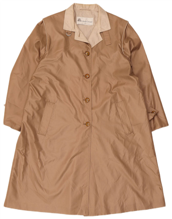Claude Havrey Womens Overcoat UK 16 Large Brown Polyester