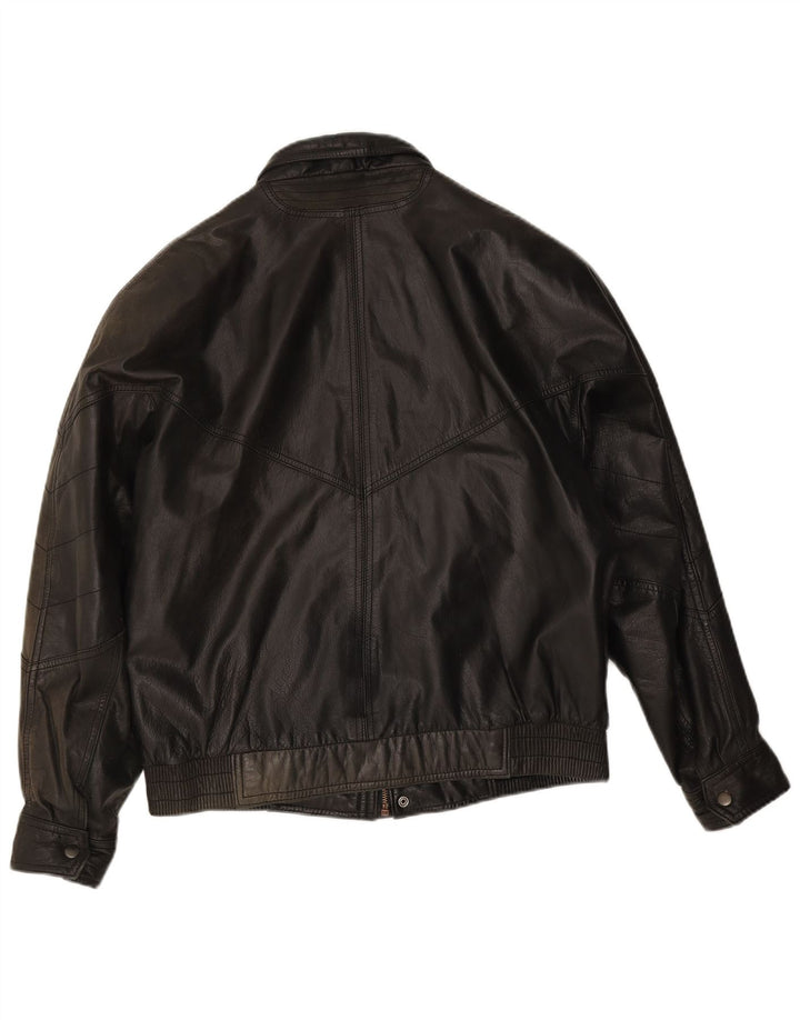 Vintage Mens Leather Jacket IT 48 Medium Black Leather