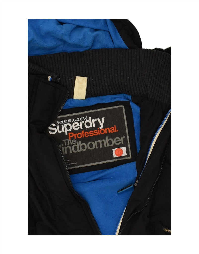 SUPERDRY Womens Hooded Windbreaker Jacket UK 10 Small Black Nylon | Vintage Superdry | Thrift | Second-Hand Superdry | Used Clothing | Messina Hembry 