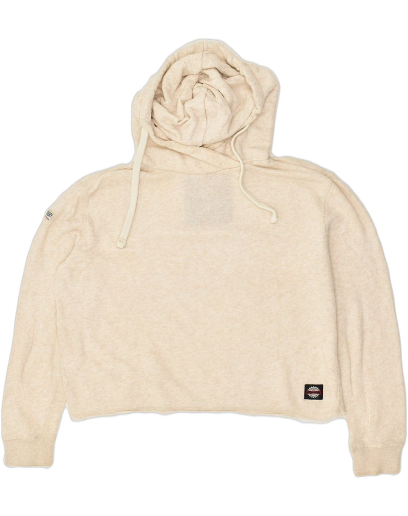 SUPERDRY Womens Hoodie Jumper UK 12 Medium Beige Cotton | Vintage Superdry | Thrift | Second-Hand Superdry | Used Clothing | Messina Hembry 