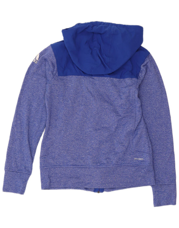 Adidas Womens Zip Hoodie Sweater UK 8/10 Small Blue Flecked Sports
