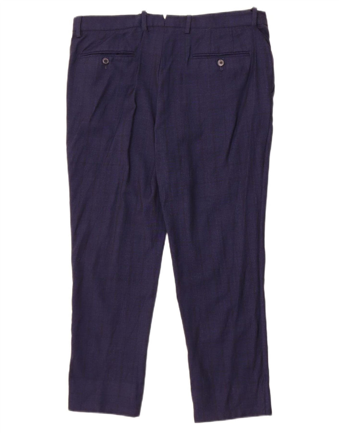 Massimo Dutti Mens Cropped Trousers EU 44 Large W34 L25 Navy Blue Check