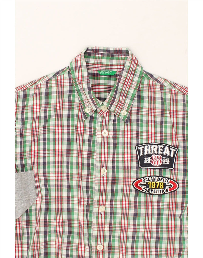BENETTON Boys Graphic Shirt 9-10 Years Multicoloured Check | Vintage Benetton | Thrift | Second-Hand Benetton | Used Clothing | Messina Hembry 