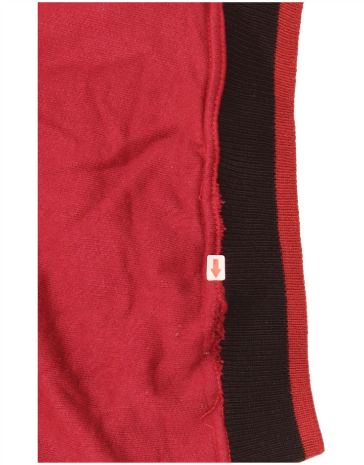 Vintage Mens Graphic Sweatshirt Jumper Medium Red Colourblock Cotton