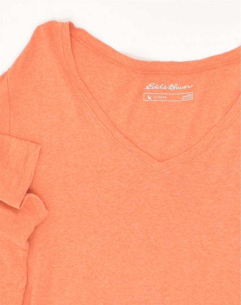 EDDIE BAUER Womens T-Shirt Top UK 20 2XL Orange Cotton | Vintage Eddie Bauer | Thrift | Second-Hand Eddie Bauer | Used Clothing | Messina Hembry 