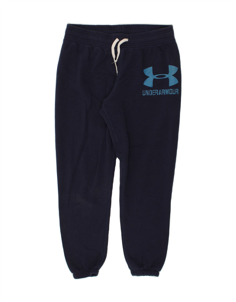 UNDER ARMOUR Mens Graphic Tracksuit Trousers Joggers Medium Navy Blue | Vintage Under Armour | Thrift | Second-Hand Under Armour | Used Clothing | Messina Hembry 