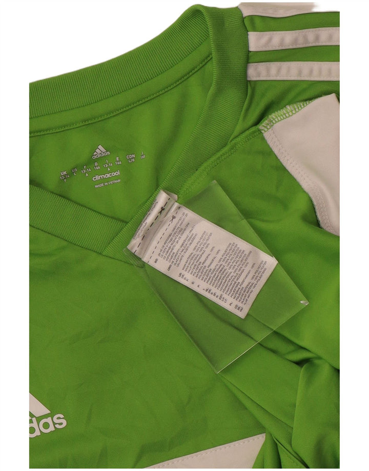 Adidas Boys Climacool Graphic T-Shirt Top 13-14 Years Green Colourblock