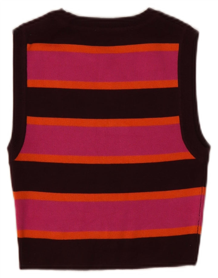 Zara Womens Crop Vest Top UK 12 Medium Multicoloured Striped Viscose