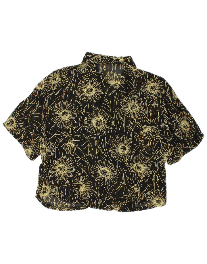 CLOCK HOUSE Womens Short Sleeve Shirt Blouse IT 40 Small Black Floral
