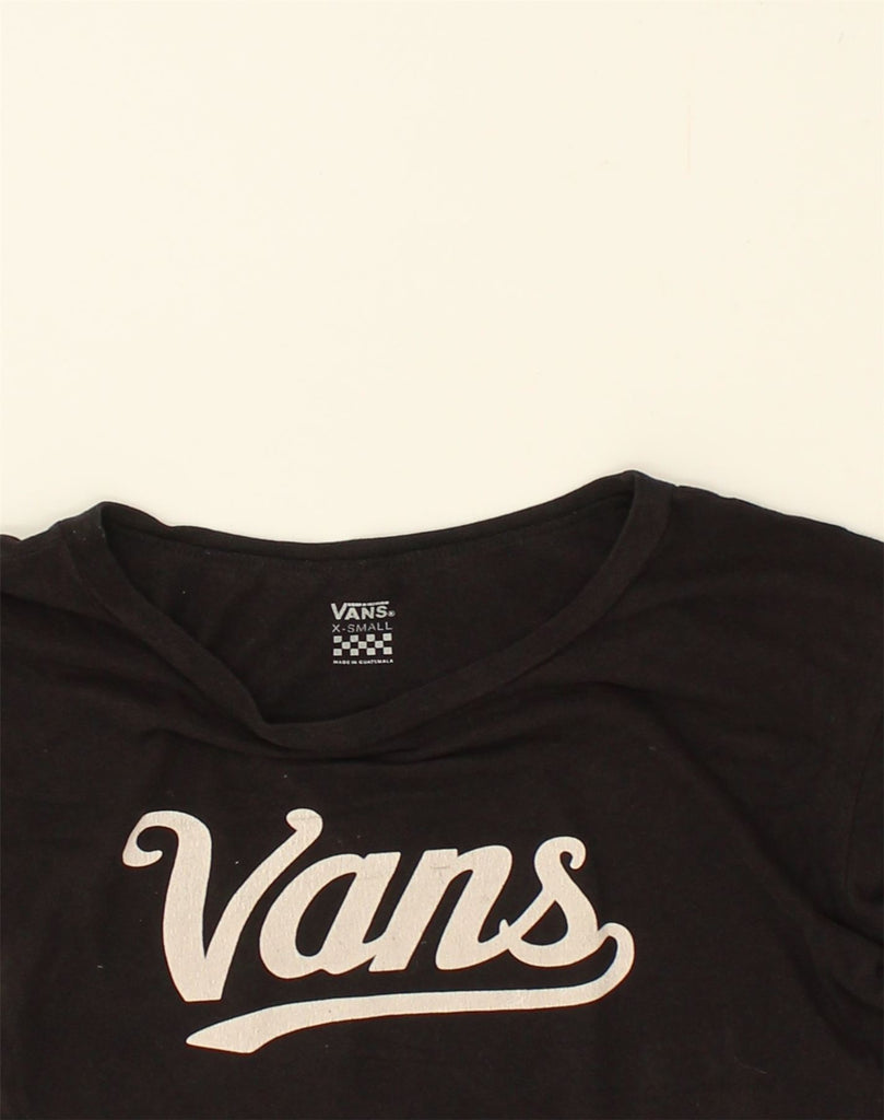 VANS Womens Graphic Crop Top UK 4 XS Black Cotton | Vintage Vans | Thrift | Second-Hand Vans | Used Clothing | Messina Hembry 