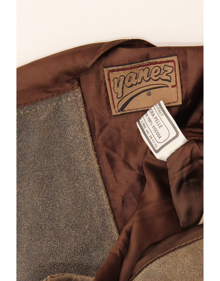 Vintage Mens Suede Waistcoat Medium Brown Leather