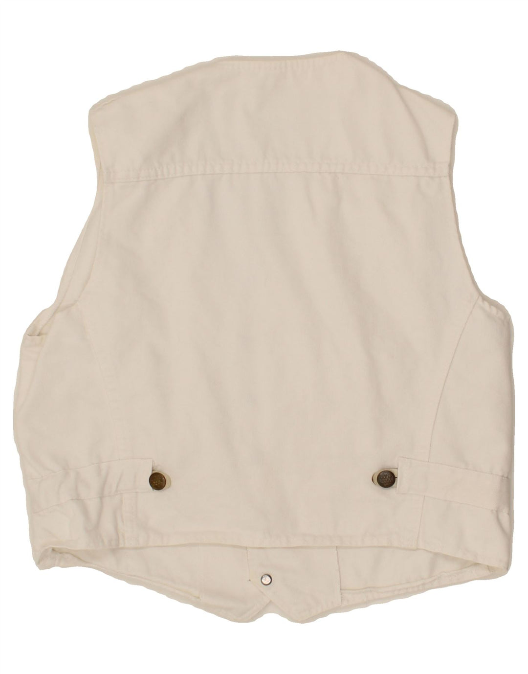VINTAGE Womens Crop Denim Gilet UK 14 Medium White Vintage Vintage and Second-Hand Vintage from Messina Hembry 