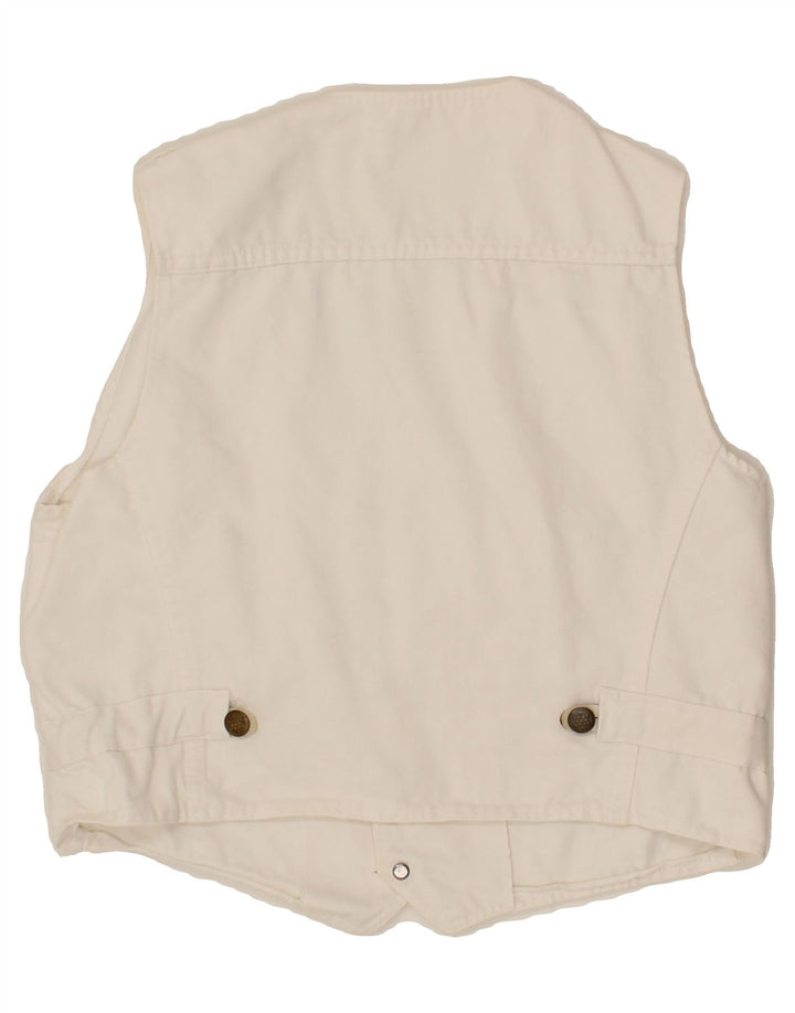 VINTAGE Womens Crop Denim Gilet UK 14 Medium White Vintage Vintage and Second-Hand Vintage from Messina Hembry 