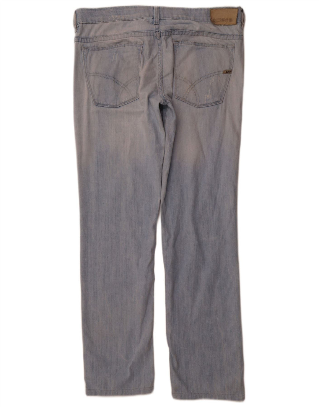 GAS Womens Distressed Straight Jeans W34 L31 Blue Cotton
