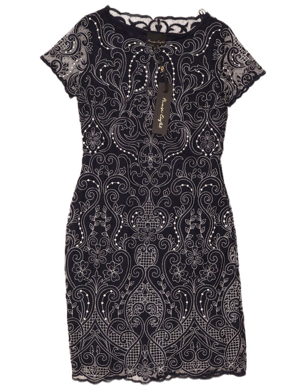PHASE EIGHT Womens Short Sleeves Sheath Dress UK 10 Small Navy Blue Floral