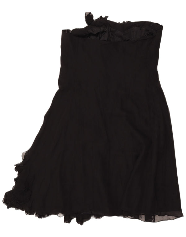 Coast Womens Ruffle Front Strapless Dress UK 18 XL Black Silk