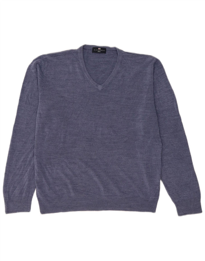 Marks & Spencer Mens Blue Harbour V-Neck Jumper Sweater Large Blue Acrylic