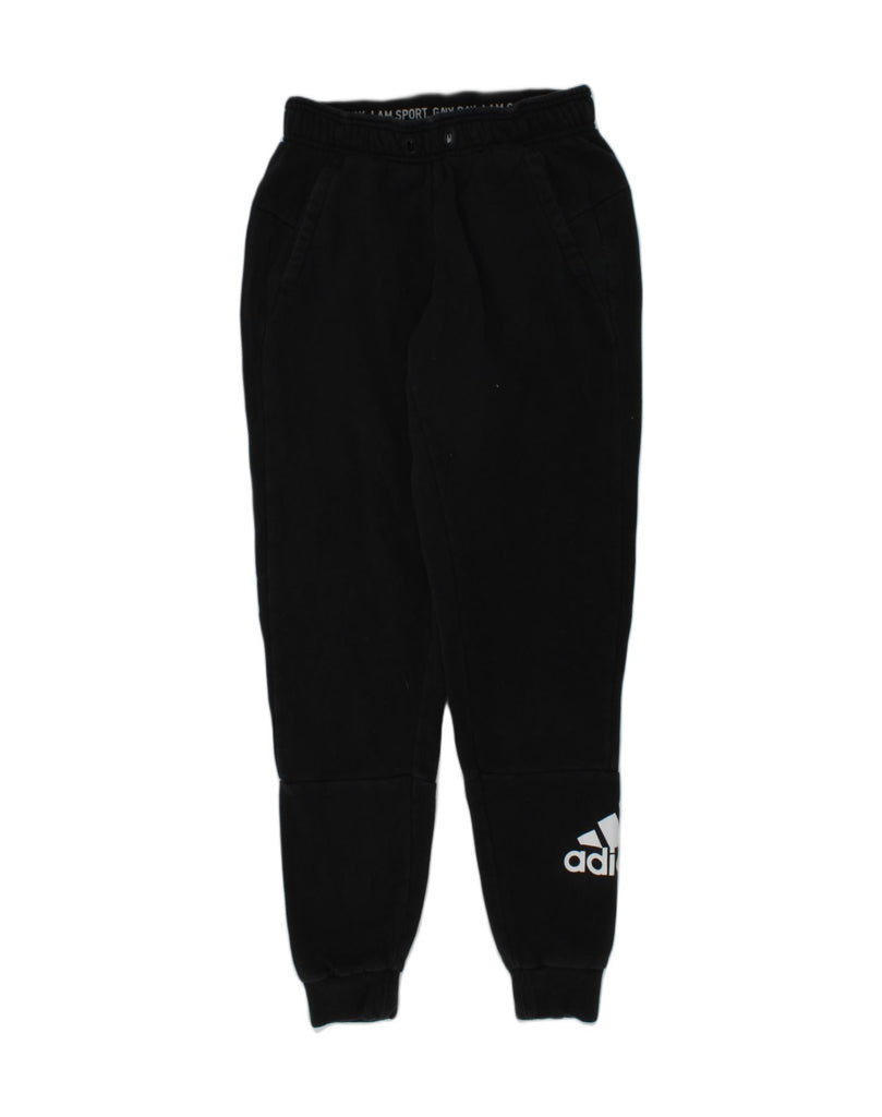 ADIDAS Womens Graphic Tracksuit Trousers Joggers 2XS Black Cotton | Vintage Adidas | Thrift | Second-Hand Adidas | Used Clothing | Messina Hembry 