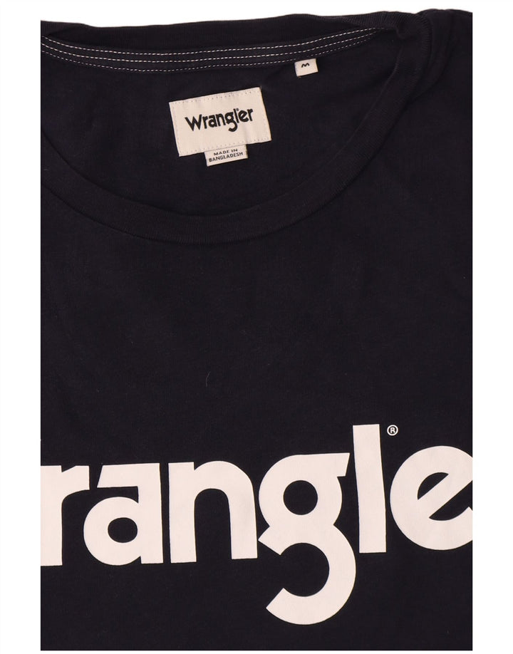 Wrangler Mens Graphic T-Shirt Top Medium Navy Blue Cotton