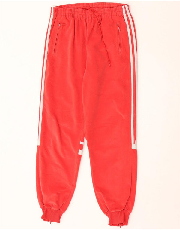 Adidas Girls Velvet Tracksuit Trousers Joggers 13-14 Years Red Polyester