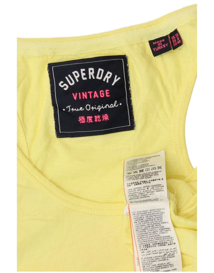 Superdry Womens Graphic Vest Top UK 12 Medium Yellow Cotton