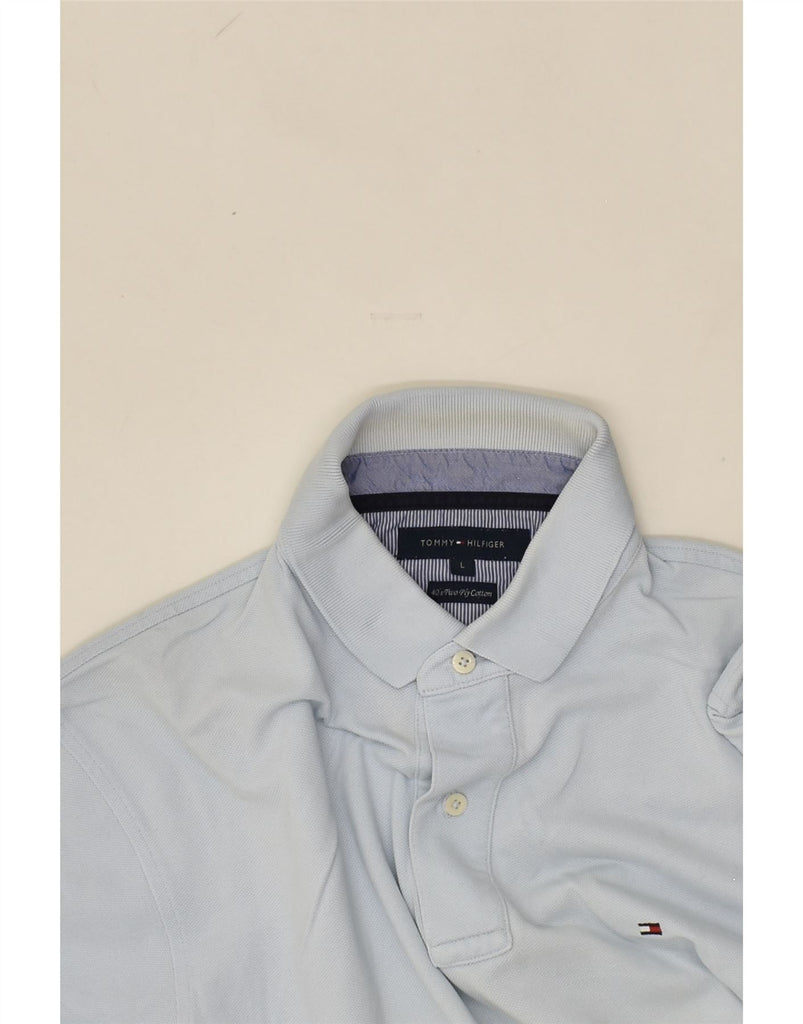 TOMMY HILFIGER Mens Polo Shirt Large Blue Cotton | Vintage Tommy Hilfiger | Thrift | Second-Hand Tommy Hilfiger | Used Clothing | Messina Hembry 
