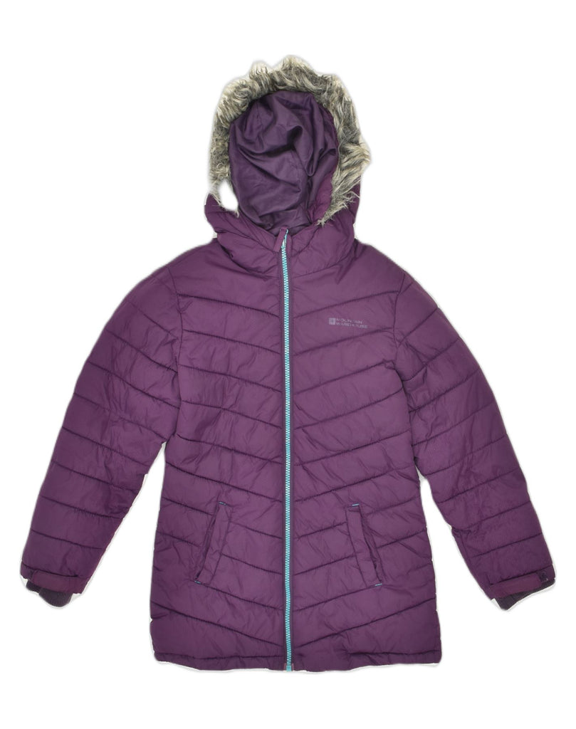 MOUNTAIN WAREHOUSE Girls Hooded Padded Jacket 7-8 Years Purple Polyester | Vintage Mountain Warehouse | Thrift | Second-Hand Mountain Warehouse | Used Clothing | Messina Hembry 