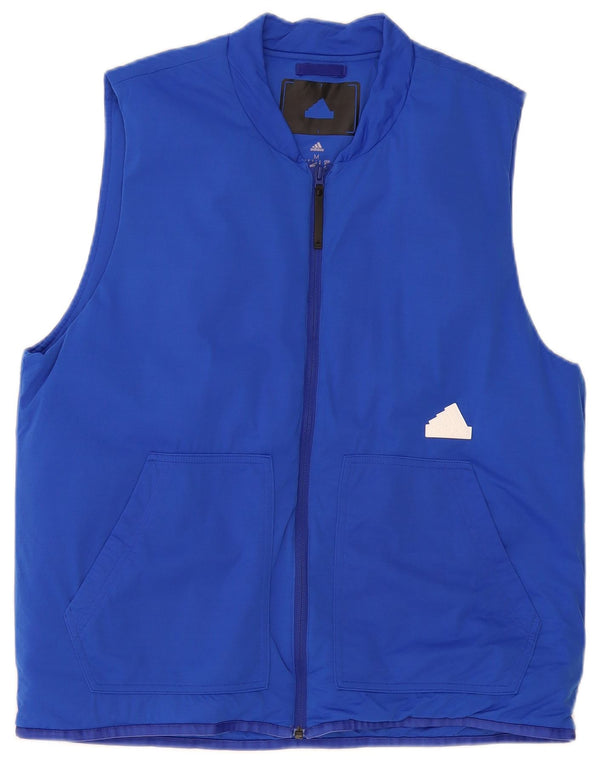 Adidas Mens Gilet UK 38 Medium Blue Colourblock Polyamide