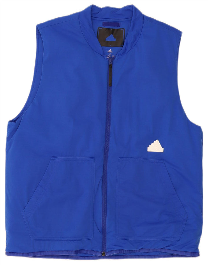 Adidas Mens Gilet UK 38 Medium Blue Colourblock Polyamide