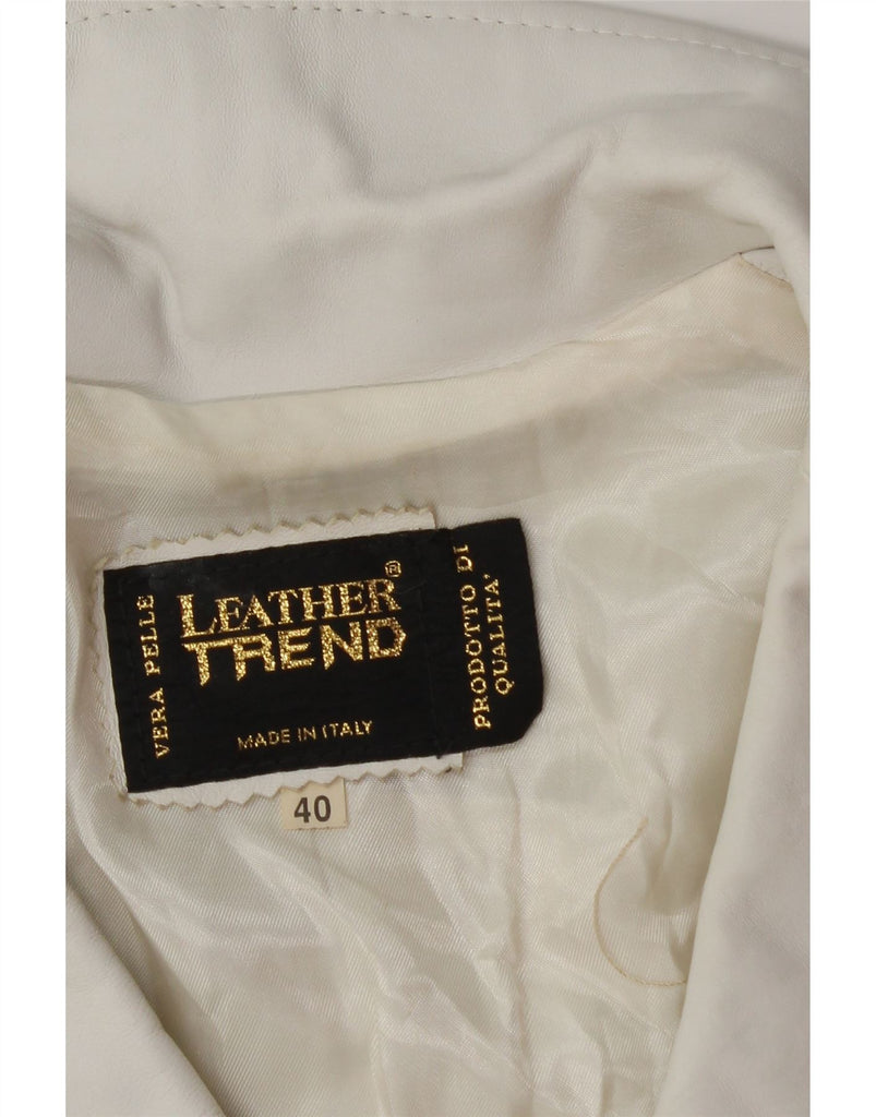 VINTAGE Womens Leather Jacket IT 40 Small Off White Leather Vintage Vintage and Second-Hand Vintage from Messina Hembry 