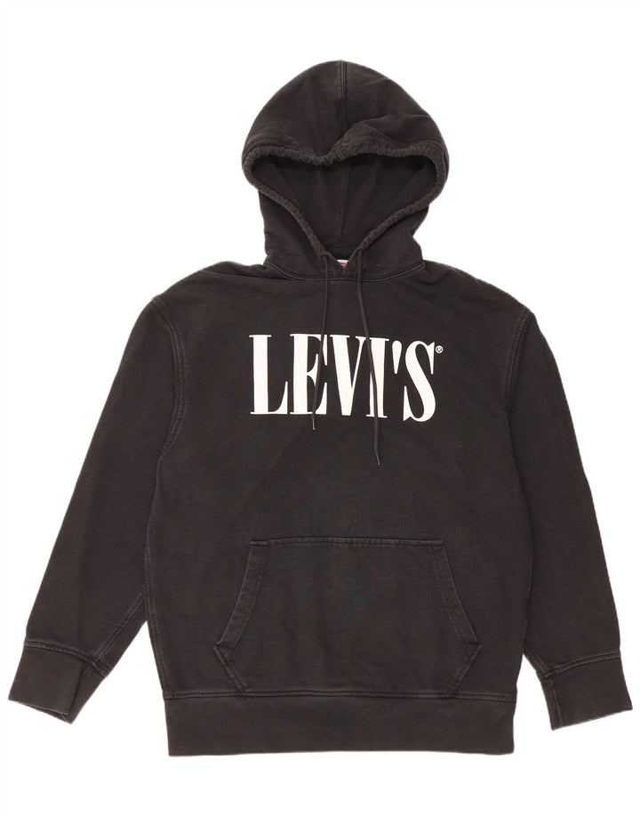 LEVI'S Mens Relaxed Graphic Hoodie Jumper Medium Black