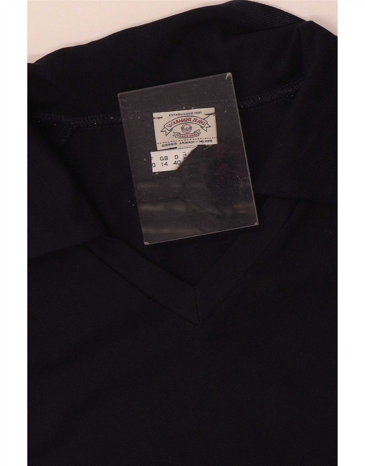Armani Jeans Womens Polo Shirt UK 14 Medium Navy Blue
