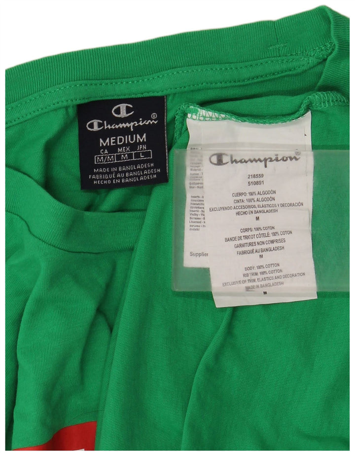 Champion Mens Graphic T-Shirt Top Medium Green Cotton