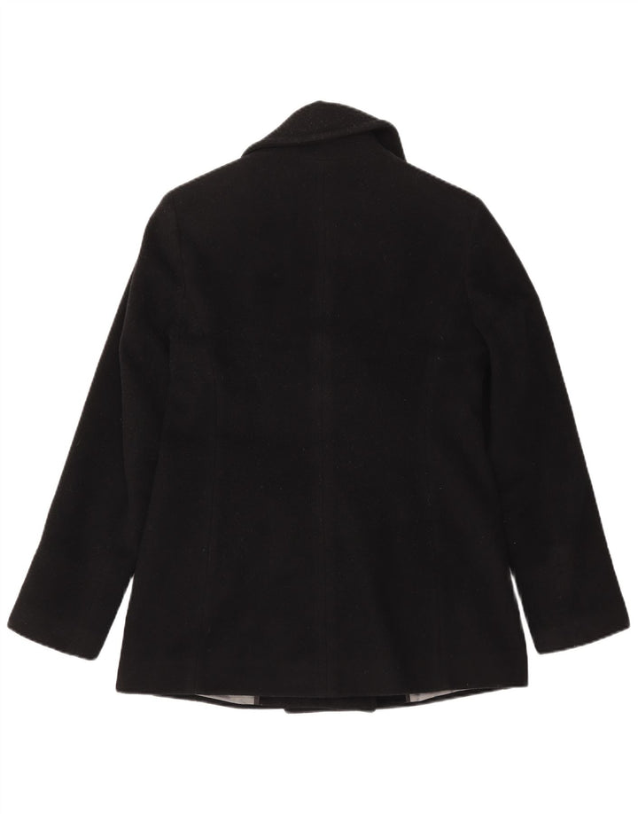 Calvin Klein Womens Pea Coat UK 4 Small Black Wool