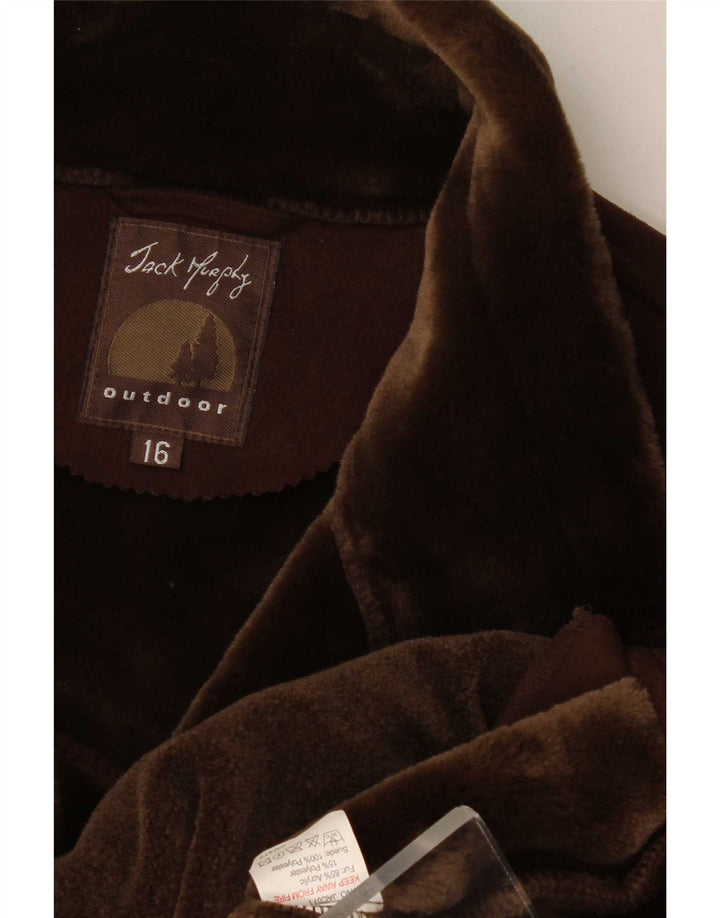 Jack Murphy Womens Sherpa Jacket UK 16 Large Brown Polyester