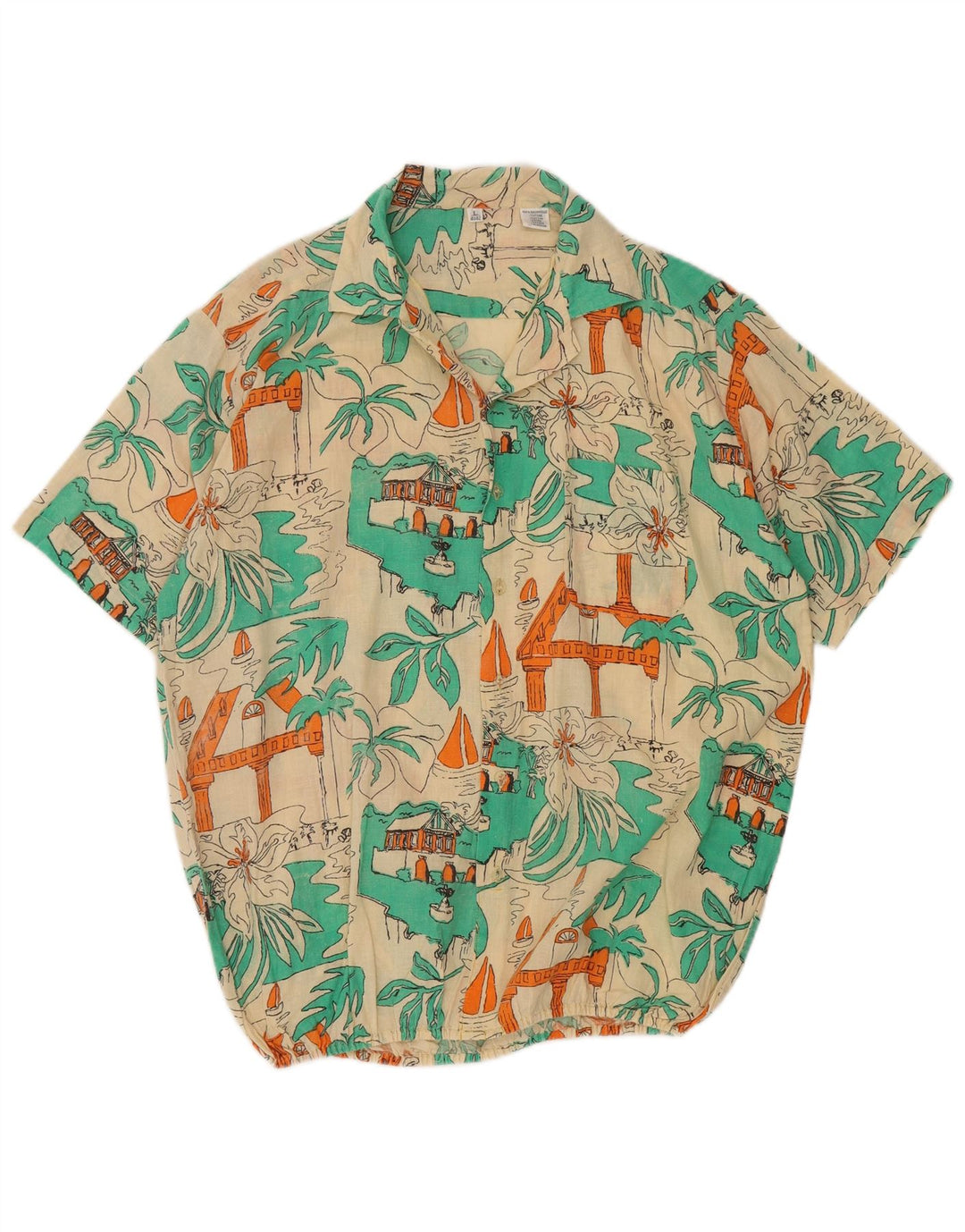 Vintage Mens Crazy Pattern Shirt Size 41/42 Large Multicoloured Hawaiian