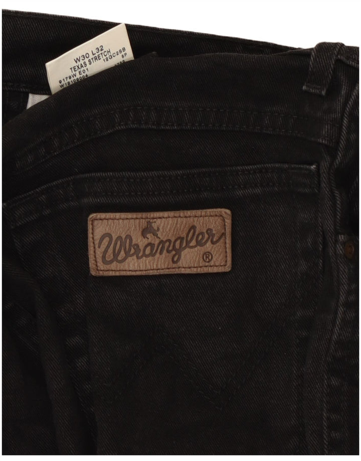 Wrangler Mens Texas Stretch Straight Jeans W30 L32 Black Cotton