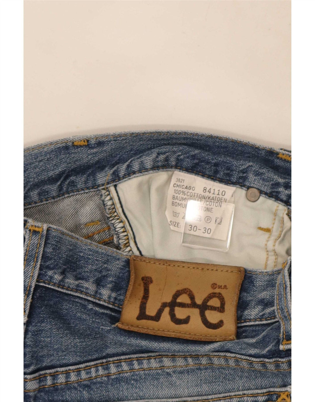 Lee Mens Chicago Distressed Denim Shorts W30 Medium Blue Cotton