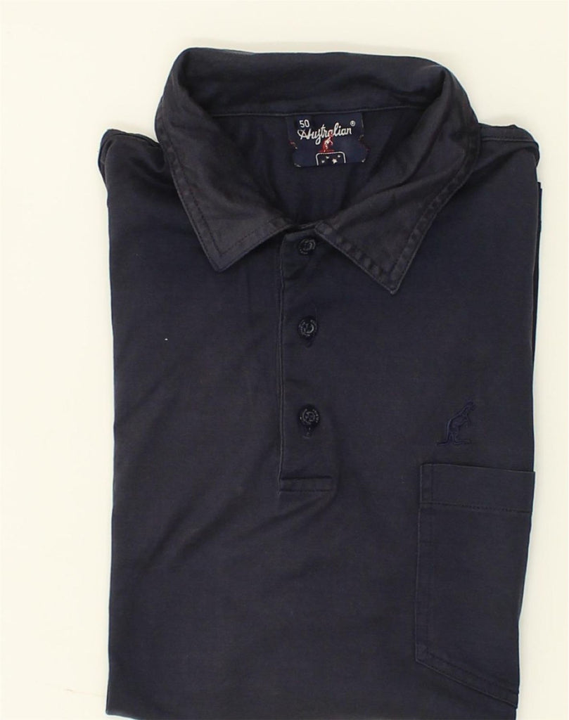 AUSTRALIAN L'ALPINA Mens Polo Shirt IT 50 Medium Navy Blue | Vintage AUSTRALIAN L'ALPINA | Thrift | Second-Hand AUSTRALIAN L'ALPINA | Used Clothing | Messina Hembry 