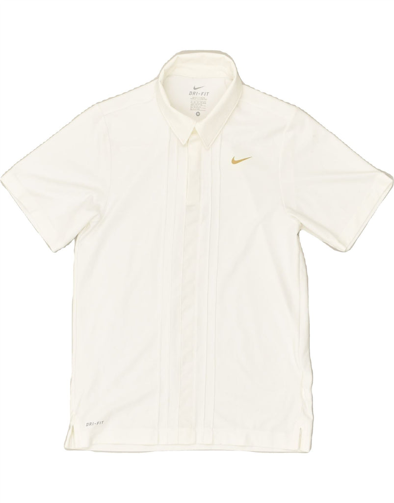 NIKE Boys Dri Fit Polo Shirt 10-11 Years Medium  White Polyester | Vintage Nike | Thrift | Second-Hand Nike | Used Clothing | Messina Hembry 