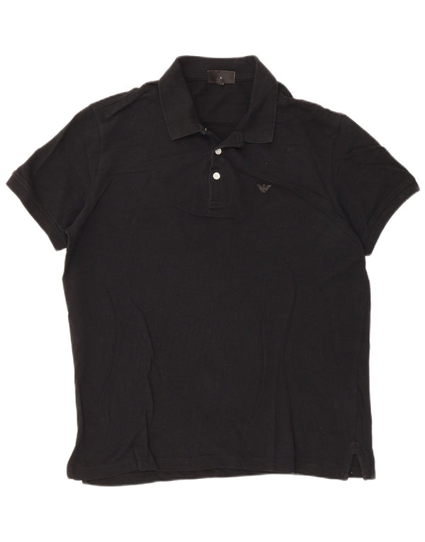 Emporio Armani Mens Polo Shirt Large Black Cotton
