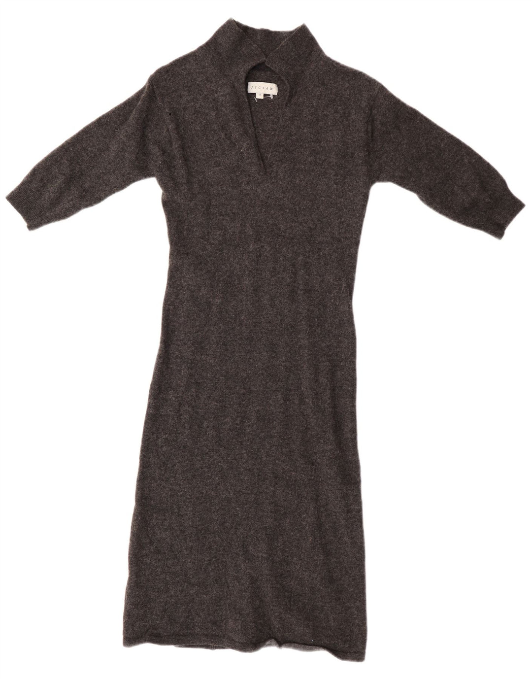 JIGSAW Womens 3/4 Sleeve Jumper Dress UK 8 Small Grey Lambswool
